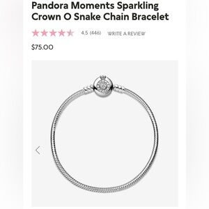 Pandora Moments Sparkling Crown O Snake Chain Bracelet and Regal Crown Charm